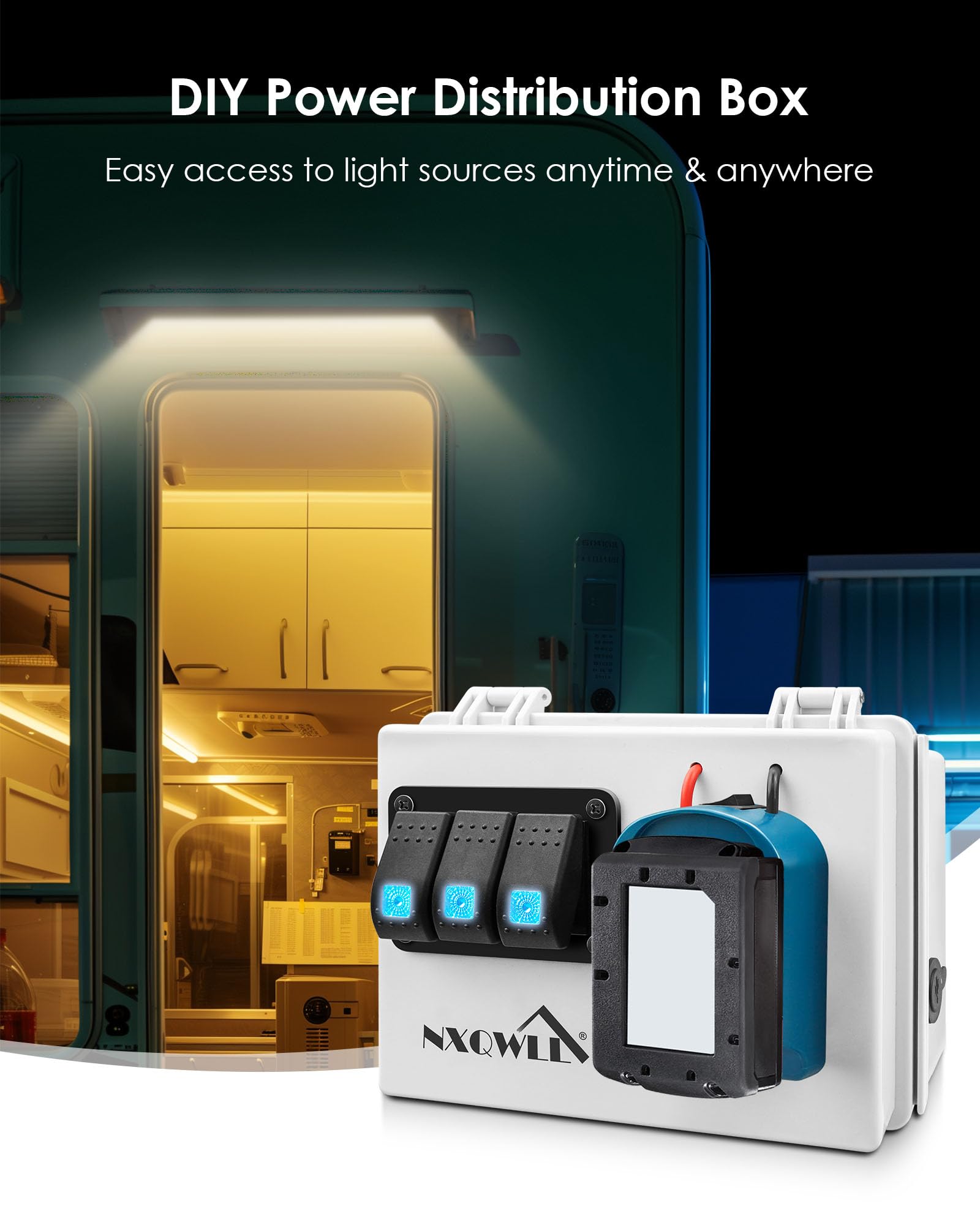 Power Distribution Box with Battery Adapter Fits for Makita 18V Battery, Power Adapter Box for Rv Truck Trailer Warehouse, with